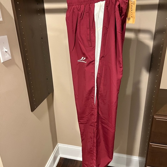YoungLA Red Joggers with White Stripe - Picture 7 of 8